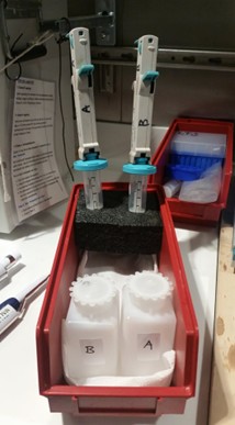 Material to dispense reagent A and B